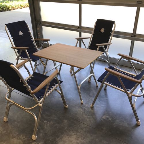 折りたたみ式コックピットテーブル - M400T - Forma Marine Furniture, LLC. - チーク材 / アルミニウム / 茶色