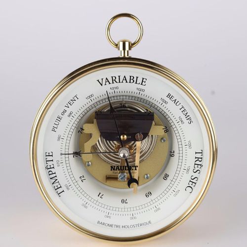 アナログバロメーター - DIAL 12CM - NAUDET - 真ちゅう製 / 白色