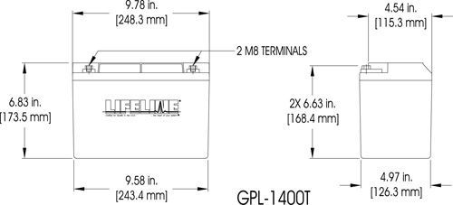 海用バッテリー - GPL-1400T - Lifeline Batteries - 12V / 鉛 / AGM