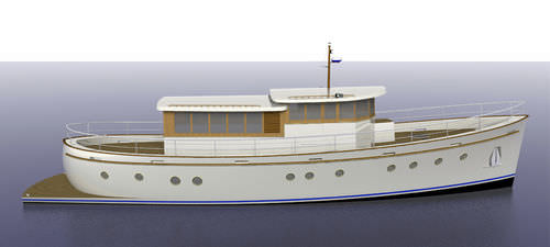 クラシックモーターヨット - Cruiser - LOMOcean Design - 操舵室あり / 滑走船体 / 複合素材