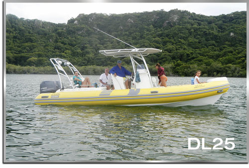 船外機インフレータブルボート - DL25 - Make Sense Marine Corp DBA Caribe Nautica - センターコンソール / 16人 / T トップ