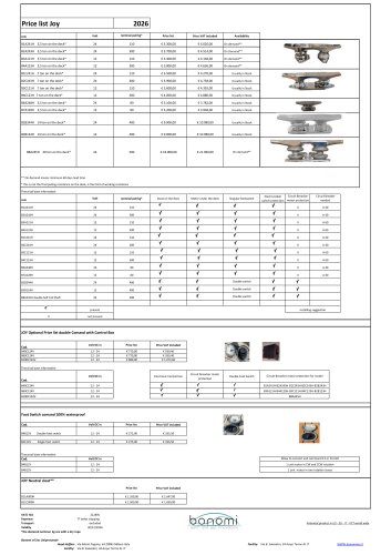 2026 Price List