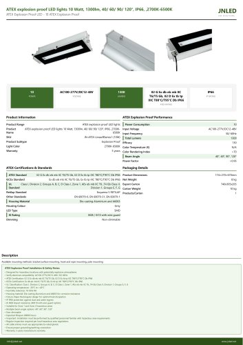 ATEX explosion proof LED lights 10 Watt, 1300lm, 40/ 60/ 90/ 120&deg;, IP66, ,2700K-6500K