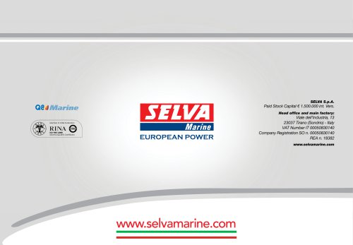 SELVA MARINE EUROPEAN POWER SunDeck EleganceLine, SunDeck ClassicLine, CruiserLine, FishermanLine