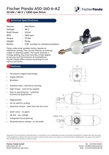 10 kW Pod E-Motor 48 V (1200 rpm)