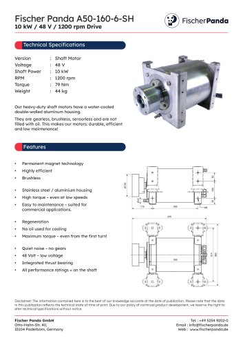 10 kW Shaft E-Motor 48 V (1200 rpm)