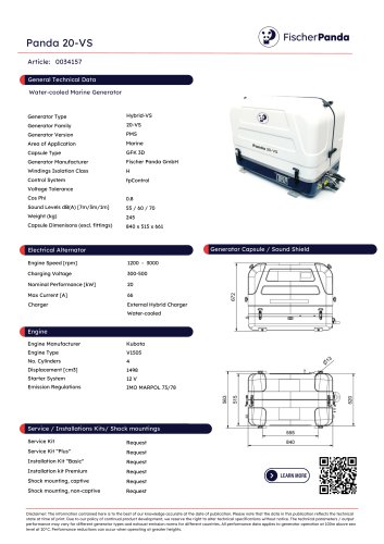 Hybrid-VS DC Generatoren VS20