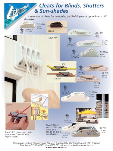 Cleats for Blinds & Shutters