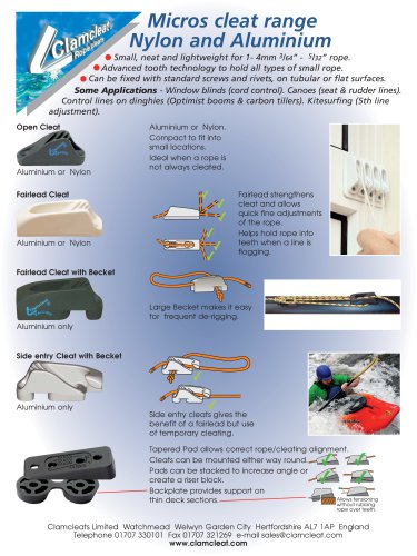 Micros cleat range for 1-4mm ropes