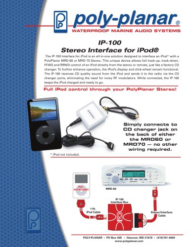 Poly-Planar IP-100 Stereo Interface for iPod®