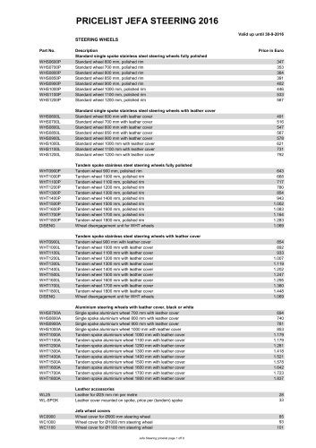 PRICELIST JEFA STEERING 2016