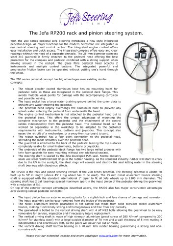 The Jefa RP200 rack and pinion steering system