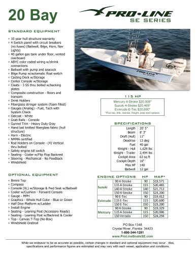 Bay 20 Pro Line Boats Pdf Catalogs Documentation Boating Brochures