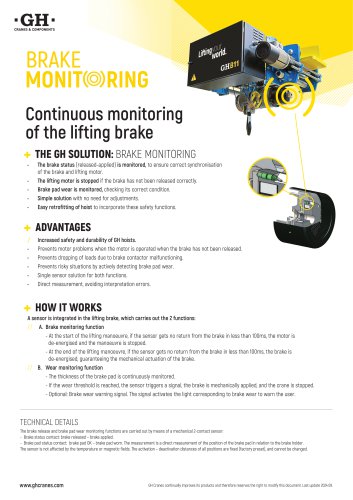 Continuous monitoring of the lifting brake