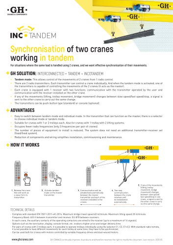 Synchronisation of two cranes working in tandem