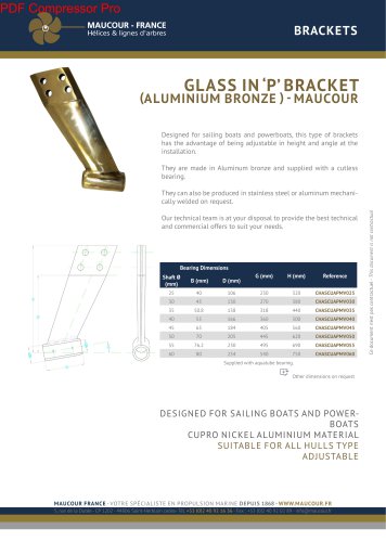 GLASS IN ‘P’ BRACKET (ALUMINIUM BRONZE ) - MAUCOUR