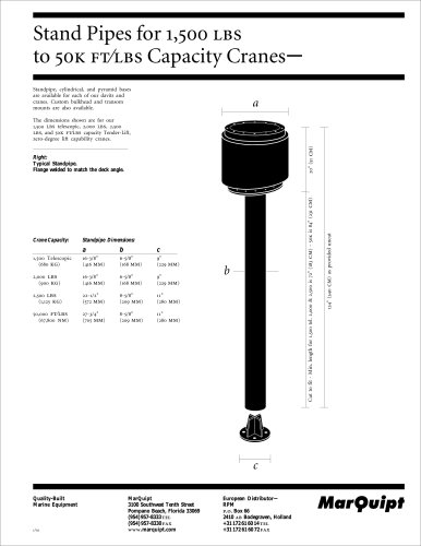 Stand Pipes for 1,500 to 50K FT/LBS Capacity Cranes