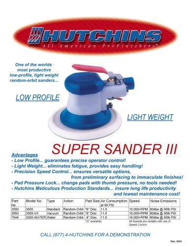 Hutchins 3800 Standard Orbital Air Sander - Brand New