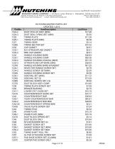 Hutchins Master Parts Price Sheet - 2