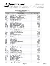 Hutchins Master Parts Price Sheet - 8