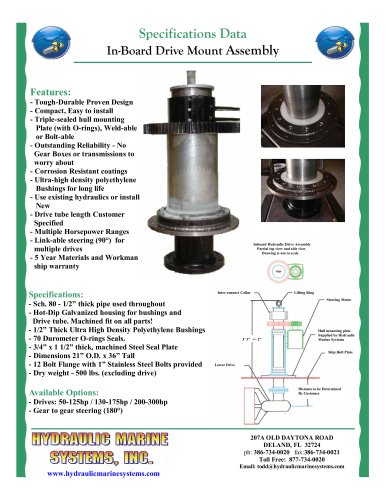 Inboard Thru-Hull mounted azimuth Hydraulic Thrusters