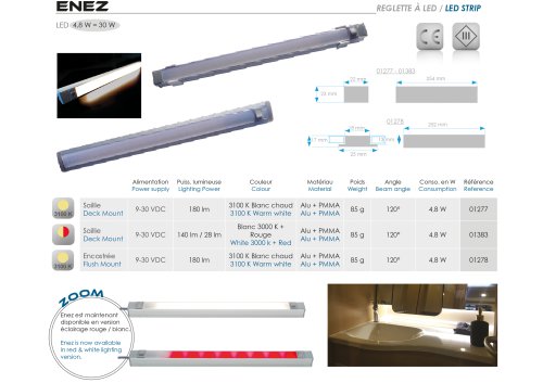 Enez - deck mount led strip - warm white & red