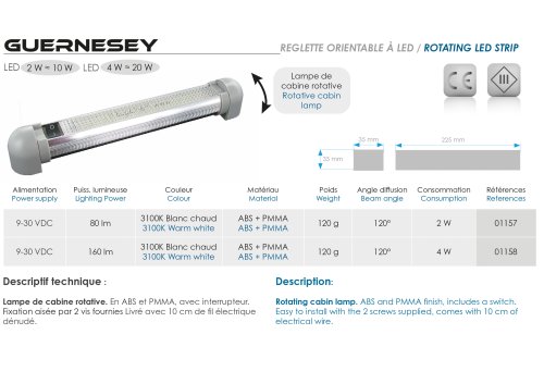 Guernesey - rotating led strip - warm white 80 lumen