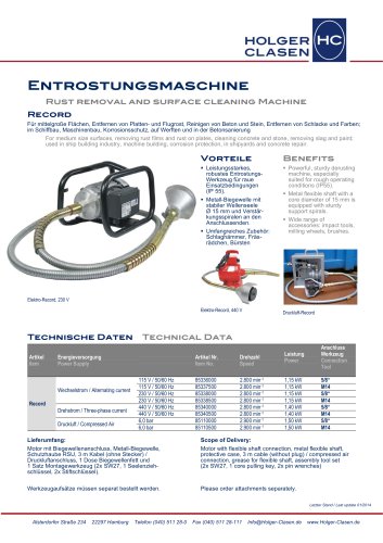 Rust removal and surface cleaning Machine