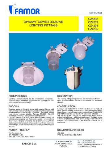 indoor ceiling-mounted luminaire for ships (for hazardous area)