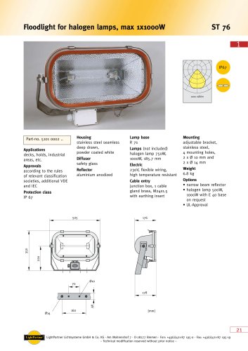 deck floodlight for ships > 499 W