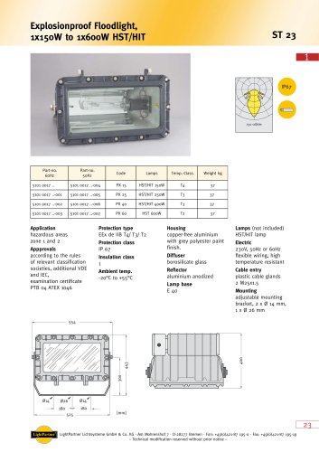 ST23 Explosionproof Floodlight, 1x 150 W to 1x 600 W HST/HIT