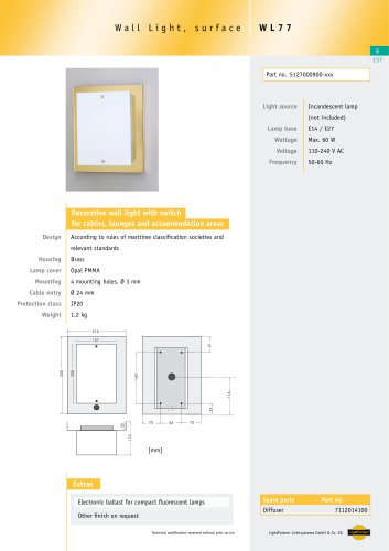 WL77 Wall light with switch, max. 60 W