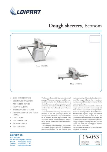 Dough sheeters, Econom