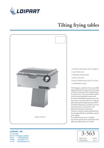 Marine Tiltable Frying Table