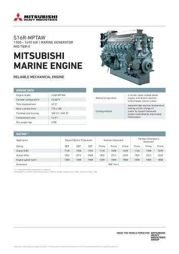 Specification sheet - S16R-MPTAW (marine generator)