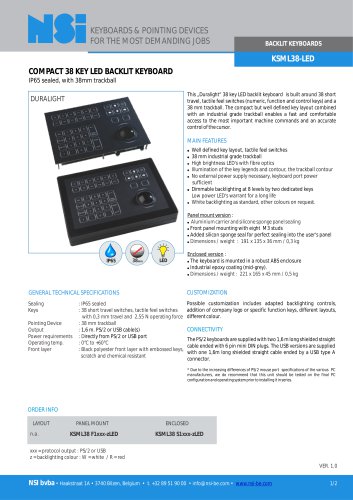 Backlit keyboard with 38mm trackball