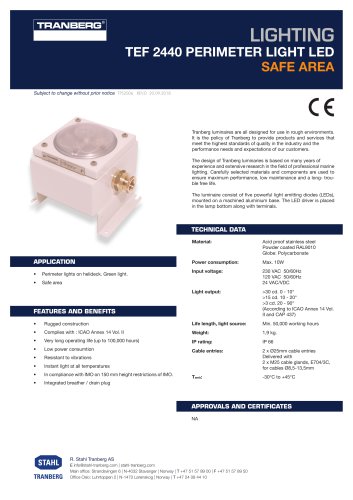 Datasheet TEF 2440 Perimeter light LED for helide