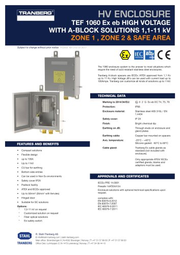 TEF 1060 Ex eb HIGH VOLTAGE WITH A-BLOCK SOLUTIONS 1,1-11 kV