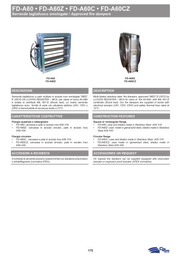 APPROVED FIRE DAMPERS FD-A60 • FD-A60Z • FD-A60C • FD-A60CZ