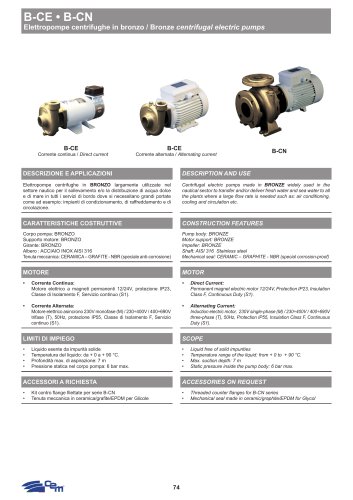 BRONZE CENTRIFUGAL ELECTRIC PUMP B-CE • B-CN
