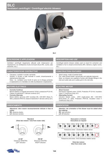 CENTRIFUGAL ELECTRIC BLOWERS BLC 