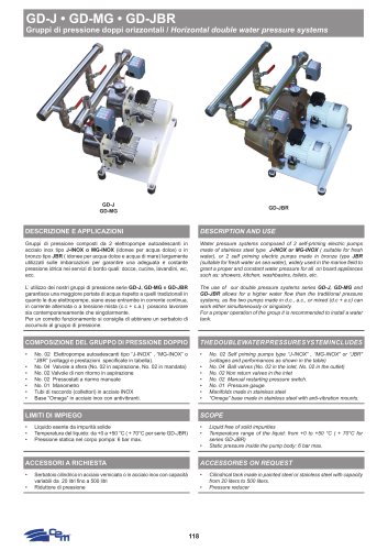 HORIZONTAL DOUBLE WATER PRESSURE SYSTEMS GD-J • GD-MG • GD-JBR
