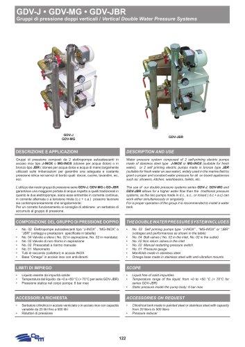 HORIZONTAL DOUBLE WATER PRESSURE SYSTEMS GDV-J • GDV-MG • GDV-JBR