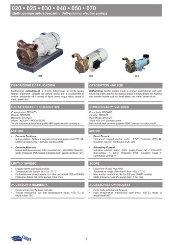 SELF-PRIMING ELECTRIC PUMP 020 • 025 • 030 • 040 • 050 • 070 