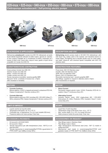 SELF-PRIMING ELECTRIC PUMP 020-inox • 025-inox • 040-inox • 050-inox • 060-inox • 070-inox • 080-inox
