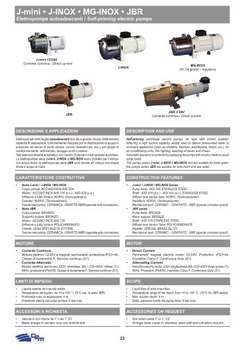 SELF-PRIMING ELECTRIC PUMP J-mini • J-INOX • MG-INOX • JBR