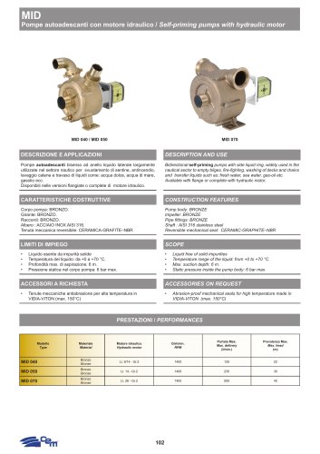 SELF-PRIMING PUMPS WITH HYDRAULIC MOTOR MID
