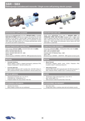 SINGLE SCREW SELF-PRIMING ELECTRIC PUMP SBR • SBX