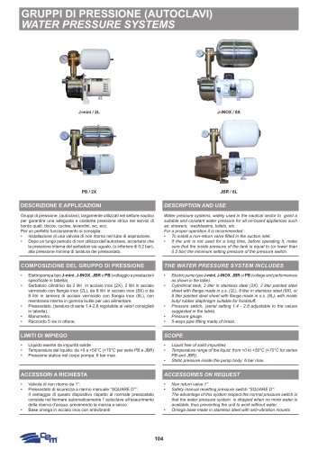 WATER PRESSURE SYSTEMS 2L-2X-8L-8X