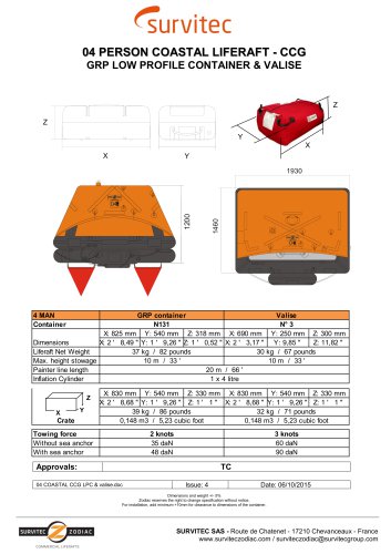 04 PERSON COASTAL LIFERAFT - CCG GRP LOW PROFILE CONTAINER & VALISE